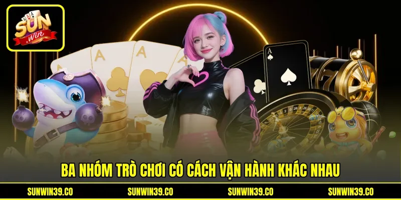 Ba nhóm trò chơi có cách vận hành khác nhau